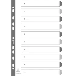 Exacompta 1110E 20x Register numerisch bedruckt, weißer Karton 160g/qm, 10 Taben, 1-10, DIN A4 - Weiß