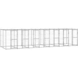 Outdoor-Hundezwinger mit Überdachung Verzinkter Stahl 16,94 m2