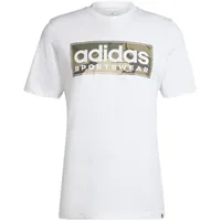 Adidas Herren Camo Linear Graphic T-Shirt White, L