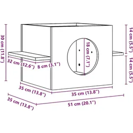 vidaXL Katzenhaus Wachsbraun 51x35x30 cm Massivholz Kiefer