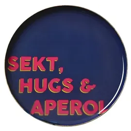 Giftcompany Gift Company Love Trays, Dekotablett, XS, Sekt, Hugs & Aperol, rund, blau