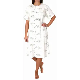 Normann Nachthemd Elegantes frauliches Damen kurzarm Nachthemd mit Knopfleiste am Hals gelb 44-46