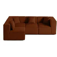 Lisa Design Arty - modulares Ecksofa links 5-Sitzer - Cord , Terrakotta - Orange