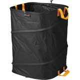 Fiskars PopUp-Gartensack mit Griffen, Platzsparend faltbar, Fassungsvermögen: 175 L, Höhe: 70 cm, Breite: 50 cm, Schwarz/Orange, Ergo, 1028372