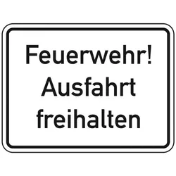 Schild I Hinweisschild Feuerwehr! Ausfahrt freihalten, Aluminium RA0, reflektierend, 600x450mm, DIN 67520