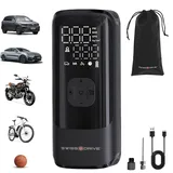 SUMEX S Tragbarer Luftkompressor, 160 PSI, 2 x schnellere Reifenpumpe, 10,3 bar, 7500 mAh, mit digitalem LCD-Display und LED-Taschenlampe, USB-Akku, wiederaufladbar, Reifenpumpe, Auto, Motorrad,