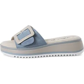 s.Oliver Damen Pantoletten aus Leder mit Schnalle, Blau (Soft Blue), 38 EU - 38 EU