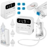 lionelo Nasensauger BABYAIR FLOW, Set, Komplettset mit Aufsätzen, Zubehör und USB-C-Kabel, 9Stufen/Nachtlicht/7,5lmin/65kPa/Akku2,5h weiß