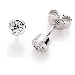Smart Jewel Ohrstecker schlicht, Zirkonia in Zargenfassung, Silber 925 ca. Ø 3mm Damen 