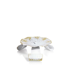 Kerzenhalter Dreifuß Eisen weiß/gold gelackt mit Dorn Ø 11 cm ideal für Taufkerzen, Kommunionkerzen
