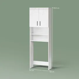 livinity Ronco Waschmaschinenschrank 64 x 190,5 cm Weiß Hochglanz Spanplatte