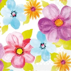 Mank Serviette aus Tissue - Design Luana, 33 x 33 cm, 100 Stück - Aqaurell Floral Blumen Blüten