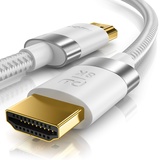 CSL - 8k / 4k HDMI Kabel 2.1/2.0-3m - 8K @ 60Hz / 120Hz - 4K @ 240Hz - 48 Gbit/s - 3D - Ultra High Speed mit Ethernet - TV Blu-ray PS5 Xbox Series X Switch - weiß - 3 Meter