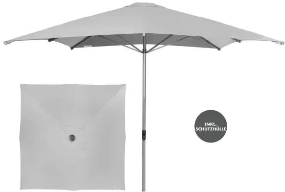 Doppler Marktschirm Alu Expert Teleskop 300x300cm Gastro Hellgrau + Schutzhülle