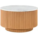 MASSIVMOEBEL24.DE Couchtisch Rund Weiß Mangoholz 80 x 80 x 45 cm