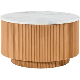 MASSIVMOEBEL24.DE Couchtisch Rund Weiß Mangoholz 80 x 80 x 45 cm
