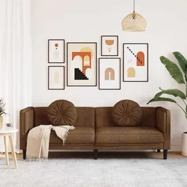 vidaXL Sofa mit Kissen Braun Kunstleder Wildleder-optik