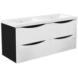 duschspa Waschtisch Waschbecken mit Unterschrank Waschtischunterschrank Smiley, Badmöbel in Breite 50/60/80/90/100 cm schwarz 120 cm x 56 cm x 46.5 cm