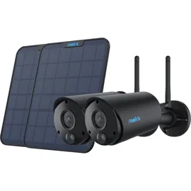 Reolink 2x B320-B Battery-WiFi + 2x Solarpanel schwarz, Netzwerkkamera, Schwarz