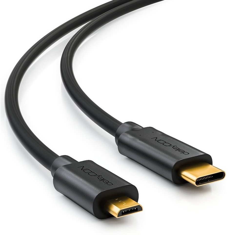 deleyCON deleyCON 1m USB C Kabel Datenkabel Ladekabel USB 2.0 micro USB zu Smartphone-Kabel