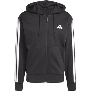 adidas Essentials 3-Streifen Fleece Reißverschlusspullover Black / White 2XL