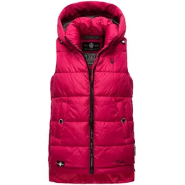 Marikoo Damen, warme Winter Steppweste mit Kapuze Zarinaa Fuchsia Gr. S - S