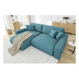 s-style möbel Eckcouch Cord 2-Sitzer Türkis