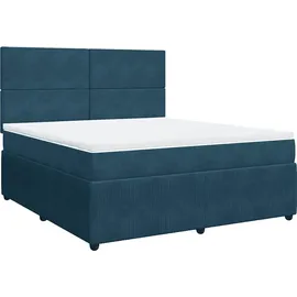vidaXL Boxspringbett mit Matratze Blau 180x200 cm Samt