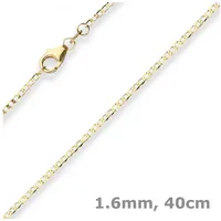 Schmuck Krone Goldkette 1,6mm Panzerkette weit aus 585 Gelbgold 40cm, Gold 585 goldfarben