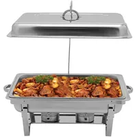 HuKaiL 9L Edelstahl Warmhaltebehälter, Speisewärmer Chafing Dish mit Brennstoffablage, Warmhaltegerät Buffetwärmer für Cafeterias, Hotel, Schulkantinen, Bankette, 35.2 * 55.2 * 26.3cm