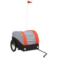 VidaXL Fahrradanhänger Schwarz und Orange 45 kg Eisen