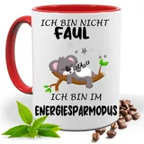 Lustig bedruckte Tasse | Ich bin nicht Faul ich bin im Energiesparmodus Kaffeetasse | Tee Bürotasse | Fototasse, Motivtasse | Kaffeetasse, Teetasse |Keramik (Rot)
