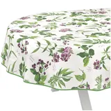 ANRO Tischdecke Feldblumen abwaschbar Wachstuch pflegeleicht wasserabweisend (Einzelstück 1-tlg), Schmutzabweisend Landhaus Grün Oval 220x140cm Gartentischdecke grün|lila Oval | 140 cm x 220 cm