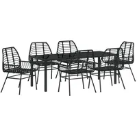 VidaXL 7-teiliges Garten-Essplatz Set Schwarz Poly-Rattan