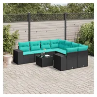 vidaXL Gartensofa-Set 9-tlg. schwarz/blau