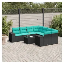 vidaXL Gartensofa-Set 9-tlg. schwarz/blau