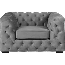 Chesterfield-Sessel "Kalina Sessel", grau, B:110cm H:67cm T:98cm, 100% Polyester, GUIDO MARIA KRETSCHMER HOME & LIVING, Sessel, mit klassischer Chesterfield-Knopfheftung, sehr hochwertige Qualität