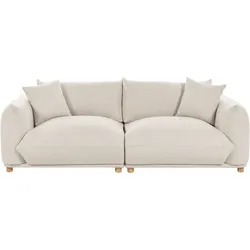 3-Sitzer Sofa Stoff hellbeige mit Kissen LUVOS