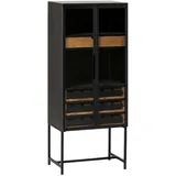 Factory Style Barschrank aus Mangobaum Massivholz Metall