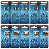 60x Renata Gr. 312 Hörgerätebatterien 10x 6er Blister PR41 Braun