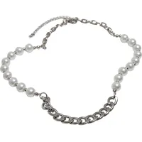 URBAN CLASSICS Pearl Various Chain Necklace Silber