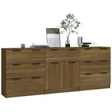 vidaXL 3-tlg. Sideboard Braun Eiche-Optik Holzwerkstoff