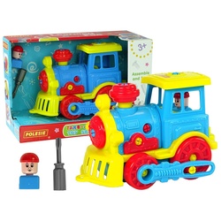 LEAN Toys Spielzeug-Lokomotive Wendeblock Züge Drehblock Lokomotive Blöcke Spielzeug Schraubenzieher blau