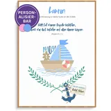 FEENSTAUB Patenbrief Taufbrief Boot, Patenbrief für Patenkind, personalisierbare Taufurkunde, Patenurkunde, Taufgeschenk personalisiert, Geschenk Geburt, Taufe Geschenk