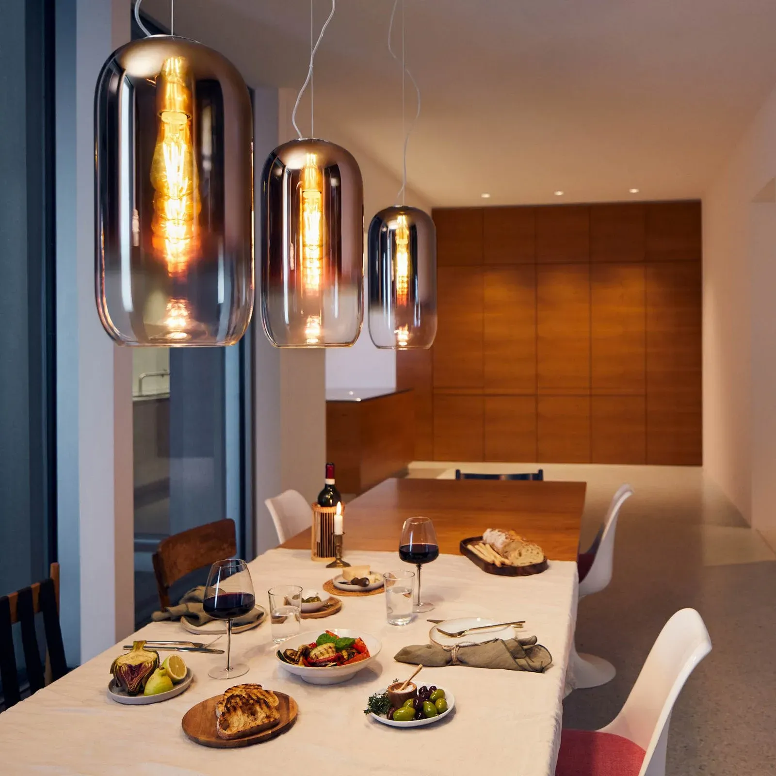 Pendelleuchte Artemide, Gople Mini, dimmbar, Kupfer, für Wohnzimmer, Glas, Design - 29.3
