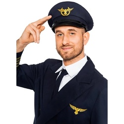 Maskworld Kostüm Pilotenmütze, Für Überflieger: Pilotenhut von MASKWORLD blau