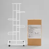 Pflanzenständer 6 Etagen - Metall Blumenregal mit Rollen - 112 cm hoch - Für Wohnzimmer Balkon Terrasse - Weiß