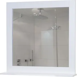 Mendler Wandspiegel HWC-F75, Badezimmer Badspiegel Spiegel, Ablagefläche Landhaus 58x59x12cm weiß