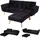 Mendler Schlafsofa HWC-K18 mit Ottomane, Couch Sofa Gästebett, Schlaffunktion 218x175cm Samt schwarz