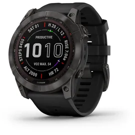 Garmin fenix 7X Sapphire Solar schiefergraues DLC-Titan mit schwarzem Armband